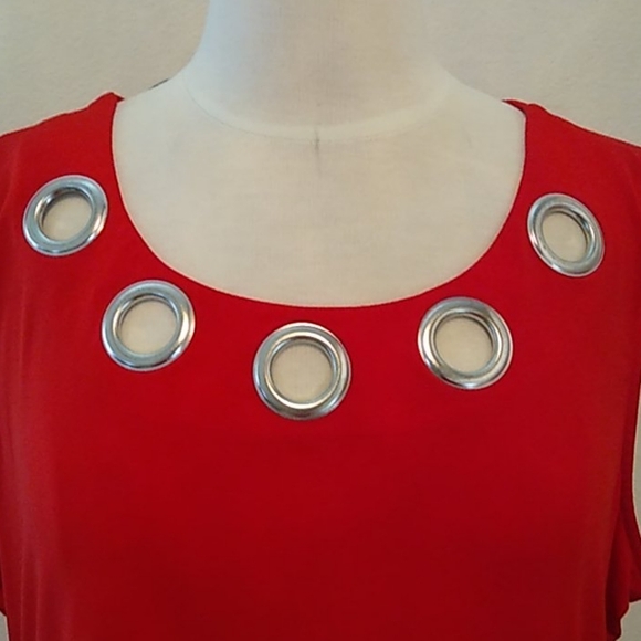 Red Travel Dress with Neckline Grommets Size XL - Picture 3 of 10